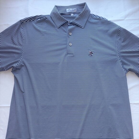 Peter Millar Summer Comfort Blue White Stripe Short Sleeve Polo size M - Picture 1 of 8